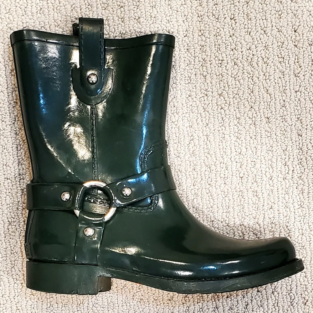 Michael Kors Forest Green Stormy Short Rain Boots, Wms 9, Good Cond.
